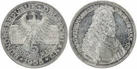 GERMANY: Bundesrepublik, AR 5 mark, 1955-G, KM-115, 300th Anniversary of Birth of Ludwig Wilhelm of Baden, AU

Estimate: USD 250-300