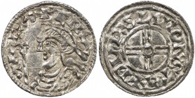 ENGLAND: Cnut, 1016-1035, AR penny (0.70g), Stamford, S-1159, diademed bust left, holding scepter tipped with fleur-de-lis // short cross, with circle...