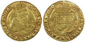 ENGLAND: James I, 1603-1625, AV unite, S-2619, Second Coinage (struck 1604-1619), Fourth Bust, mintmark Coronet (Tower Mint), light trace of mount rem...