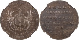 SCOTLAND: AE halfpenny token, ND (1790s), D&H-12, Angusshire - Dundee, issued by William Crooms (1770-1828): arms of Dundee // 6-line text describng h...