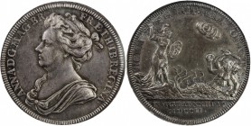 GREAT BRITAIN: Anne, 1702-1714, AR medal, 1702, Eimer-390, MI-II/228 #4, 35mm silver Coronation medal of Anne by John Croker, draped bust left with AN...