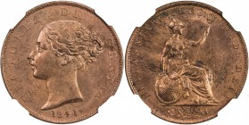 GREAT BRITAIN: Victoria, 1837-1901, AE halfpenny, 1841, S-3949, very rare in this quality - there is no "red " halfpenny dated 1841 on CoinArchvies, N...