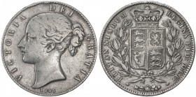 GREAT BRITAIN: Victoria, 1837-1901, AR crown, 1845, S-3882, Dav-105, rare date, 2 minor scratches, Fine, R. 

Estimate: USD 100-140