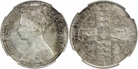 GREAT BRITAIN: Victoria, 1837-1901, AR florin, 1879, KM-746.4, Sp-3896, rare variety with 42 arcs along the obverse rim, NGC graded MS63, RR. 

Esti...