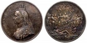 GREAT BRITAIN: Victoria, 1837-1901, AR medal, 1887, BHM-3219, Eimer-1733b, 78mm, Official Royal Mint Jubilee Medal by Boehm and Leighton: VICTORIA REG...