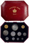GREAT BRITAIN: Edward VII, 1901-1910, 11-coin set, 1902, KM-PS16, S-PS10, Coronation Matte Proof SET, includes; Maundy silver coins 1, 2, 3, 4 pence a...