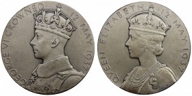 GREAT BRITAIN: George VI, 1937-1952, AR medal (83.30g), 1937, Eimer-2046, 57mm, for George VI crowned 12 May 1937 with Elizabeth, named Queen, by P. M...