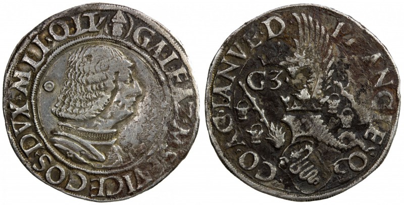 MILAN: Galeazzo Maria Sforza, 1466-1476, AR testone (9.49g), MIR-201/3, bear-hea...