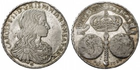 NAPLES: Carlo II of Spain, 1674-1700, AR ducato (27.85g), 1684, Dav-4045, Pannuti-Riccio-1, crowned scepter dividing hemispheres, without any adjustme...
