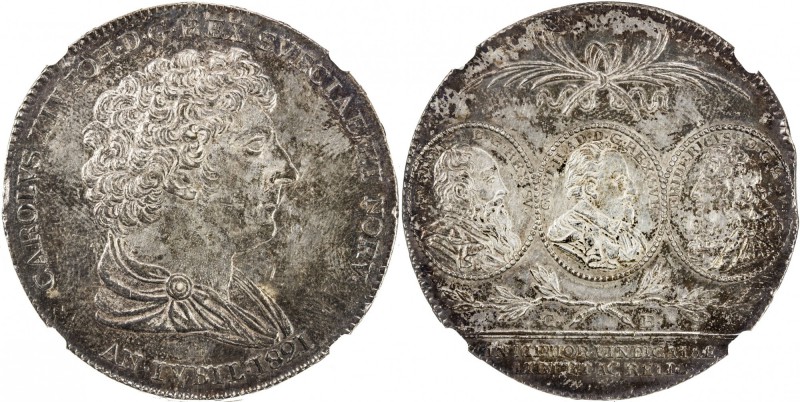 SWEDEN: Carl XIV Johan, 1818-1844, AR riksdaler, 1821 CB, KM-610, AAH-43; Sieg-1...