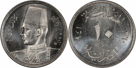 EGYPT: Farouk, 1936-1952, 10 milliemes, 1941/AH1360, KM-364, PCGS graded Specimen 65, ex King's Norton Mint Collection. 

Estimate: USD 300-400