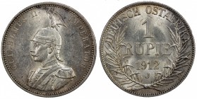 GERMAN EAST AFRICA: Wilhelm II, 1891-1918, AR rupie, 1912-J, KM-10, faint surface hairlines, but overall attractive, UNC

Estimate: USD 100-150