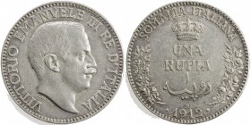 ITALIAN SOMALILAND: Vittorio Emanuele, 1900-1946, AR rupia, 1912-R, KM-6, attractive EF.

Estimate: USD 160-200
