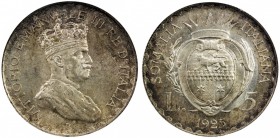ITALIAN SOMALILAND: Vittorio Emanuele, 1900-1946, AR 5 lire, 1925-R, KM-7, NGC graded MS63, R. 

Estimate: USD 350-450