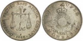 MOMBASA: Victoria, 1887-1895, AR rupee, 1888-H, KM-5, Imperial British East Africa Company issue, lightly toned lustrous surfaces, AU

Estimate: USD...
