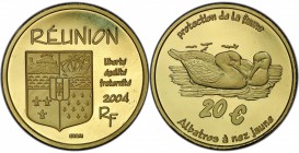 RÉUNION: AV 20 euro, 2004, KM-XE15, essai private pattern, Wildlife Protection - Yellow-nosed Albatross, mintage of only 50 pieces, PCGS graded Specim...