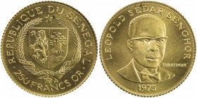 SÉNÉGAL: Republic, AV 250 francs, 1975, KM-7, 25th Anniversary of Eurafrique Program - President Léopold Sédar Senghor, mintage 1,000, Brilliant Unc, ...