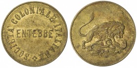UGANDA: AE token, SOCIETA COLONIALE ITALIANA / ENTEBBE // lion attacking snake, much bright original mint luster, a superb example! Almost Unc to UNC ...