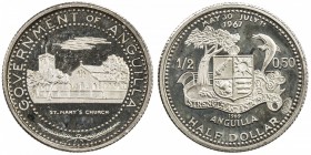 ANGUILLA: British Territory, AR ½ dollar, 1970, KM-15, St. Mary's Church, Anguilla, Proof.

Estimate: USD 75-100
