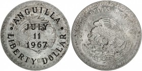 ANGUILLA: British Territory, AR liberty dollar, 1967, KM-X2, Referendum on Anguilla's Secession, counterstamped on Mexico silver 5 peso 1948, EF. Thes...