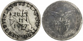 ANGUILLA: British Territory, AR liberty dollar, 1967, KM-X5, Referendum on Anguilla's Secession, counterstamped on Philippines silver peso 1908-S, VF....