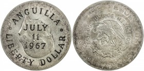 ANGUILLA: British Territory, AR liberty dollar, 1967, KM-X6, Referendum on Anguilla's Secession, counterstamped on Mexico silver 10 peso 1956, EF. The...