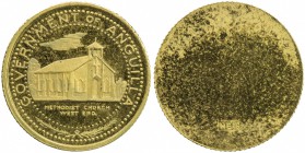 ANGUILLA: British Territory, goldine 5 dollars, ND [1970], KM-TS3, Methodist Church of West End, goldine (brass alloy) off-metal uniface trail strike ...