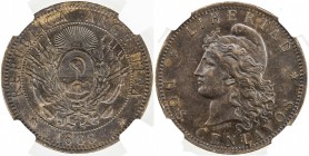 ARGENTINA: AE 2 centavos, 1888, KM-33, hints of red, better date, NGC graded AU53 BN.

Estimate: USD 80-120