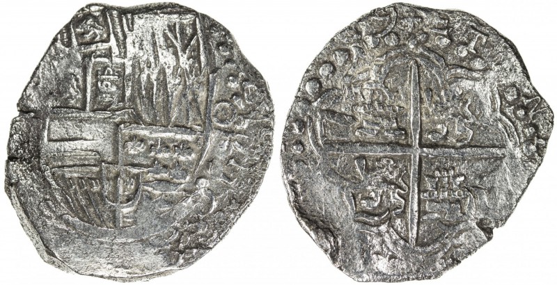 BOLIVIA: Felipe III, 1598-1621, AR 8 reales cob (26.26g), ND [1605-21], KM-10, a...