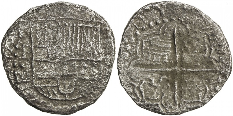 BOLIVIA: Felipe III, 1598-1621, AR 4 reales cob (9.82g), ND [1616-7]-P, KM-9, Se...