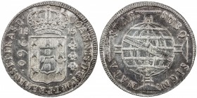 BRAZIL: João VI, 1816-1822, AR 960 reis, 1815-R, KM-307.3, struck over Spanish Colonial 8 reales, UNC Under the US Coinage Act of 1834, Brazilian 960 ...