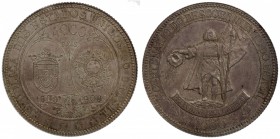BRAZIL: AR 4000 reis, 1900, KM-502.1, 50mm, 16 rays variety; commemorates the 400th anniversary of the discovery by Pedro Alvates Cabral, portrayed on...