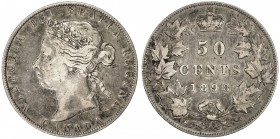 CANADA: Victoria, 1837-1901, AR 50 cents, 1898, KM-6, F-VF.

Estimate: USD 100-140