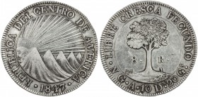 CENTRAL AMERICAN REPUBLIC: AR 8 reales, 1847/6-NG, KM-4, assayer A, well struck, VF.

Estimate: USD 170-200