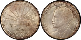 CUBA: AR peso, 1953, KM-29, Elizondo-16, Centennial of José Marti, struck at the Philadelphia Mint, lightly toned, nice eye appeal, PCGS graded MS64....