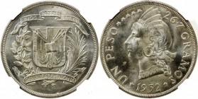 DOMINICAN REPUBLIC: AR peso, 1952, KM-22, NGC graded MS64+.

Estimate: USD 100-150