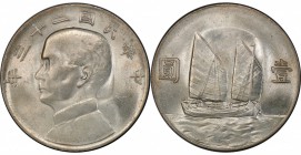 CHINA: Republic, AR dollar, year 23 (1934), Y-345, L&M-110, Sun Yat Sen // Chinese junk under sail, PCGS graded MS63.

Estimate: USD 175-225