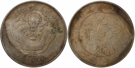 CHIHLI: Kuang Hsu, 1875-1908, AR dollar, Peiyang Arsenal mint, Tientsin, year 34 (1908), Y-73.2, L&M-465, cloud connected, cleaned, PCGS graded AU det...