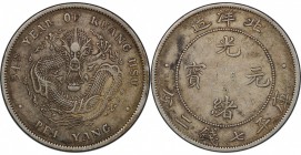 CHIHLI: Kuang Hsu, 1875-1908, AR dollar, Peiyang Arsenal mint, Tientsin, year 34 (1908), Y-73.2, L&M-465, PCGS graded EF45.

Estimate: USD 175-225