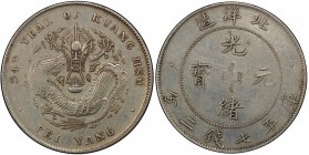 CHIHLI: Kuang Hsu, 1875-1908, AR dollar, Peiyang Arsenal mint, Tientsin, year 34 (1908), Y-73.2, L&M-465, cloud connected, tooled, but barely noticeab...