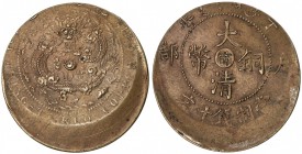 KIANGNAN: Kuang Hsu, 1875-1908, AE 10 cash, CD1907, Y-10k.6, 15% off-center struck error, AU

Estimate: USD 100-150