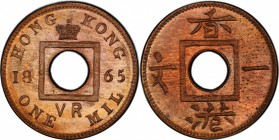 HONG KONG: Victoria, 1841-1901, AE mil, 1865, KM-290, PCGS graded MS65 RD.

Estimate: USD 125-175