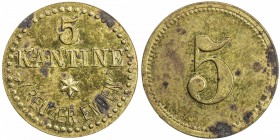KIAUCHAU: Wilhelm II, 1898-1914, 5 pfennig, ND, Menzel-34034.1 (2005), brass cantine token for the S.M.S. Emden, 5 KANTINE / "KREUZER EMDEN " // large...