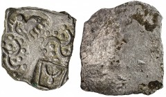 ANDHRA: Upper Tapti series, ca. 340-265 BC, AR 15 manas (1.68g), MATEC-3959/64, elephant, taurine and 2 triskeles, lovely EF, R. 

Estimate: USD 130...