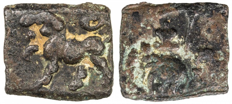 CHOLA: Sangam Era, ca. 200 BC to 200 AD, AE rectangular (1.32g), Krishnamurthy-1...