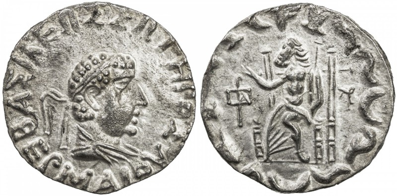 INDO-GREEK: Hermaios, ca. 90-70 BC, AR tetradrachm (8.58g), Bop-16, S-7736, diad...