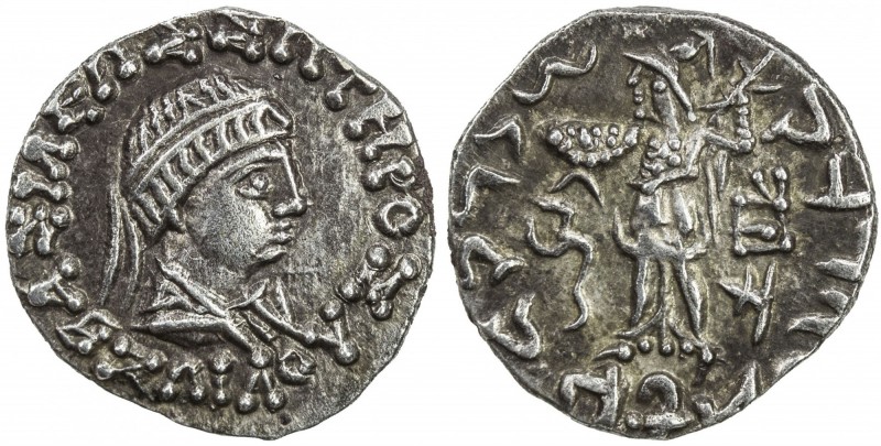 INDO-GREEK: Zoilos II, ca. 55-35 BC, AR drachm (2.33g), Bop-1M, king's head righ...