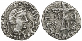 INDO-SCYTHIAN SATRAPS: Bhadrayasha, ca. 100 AD, AR drachm (2.30g), Senior-160-2D, diademed bust right // Pallas standing, with abbreviated name of Zoi...