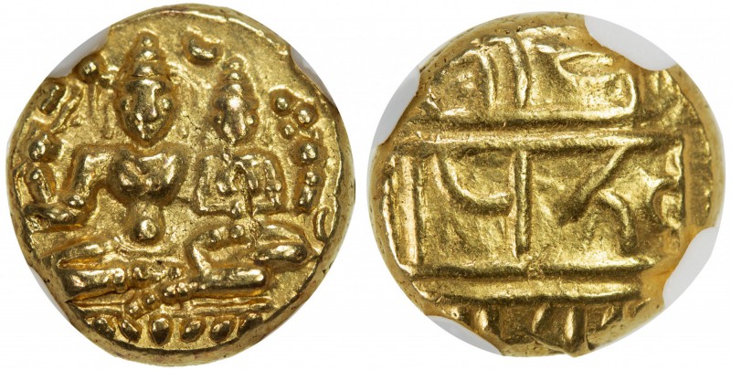 VIJAYANAGAR: Devaraya I, 1406-1422, AV pagoda, Fr-352, Mitch-1998:450, Siva & Pa...
