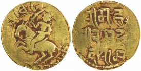 BENGAL: Muhammad Bakhtiyar Khalji, 1204-1206, AV ¼ tanka of 20 ratti (2.31g), NM, DM, G-B3, in the name of the Ghorid Muhammad Shah in Devanagari, as ...